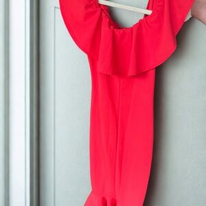 Elegant Red Ruffle Dress
